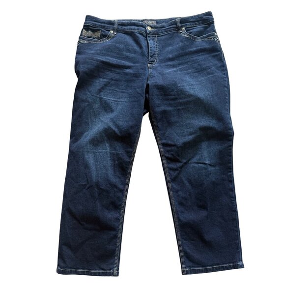 So Lifting By Chicos Womens Cropped Dark Wash Jeans Size 3 Stretch Denim XL 16 - Picture 1 of 8